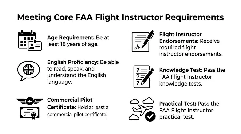 Flight Instructor Requirements: Your 2026 CFI Guide 3 A list of six core requirements to become a certified FAA flight instructor in the United States.