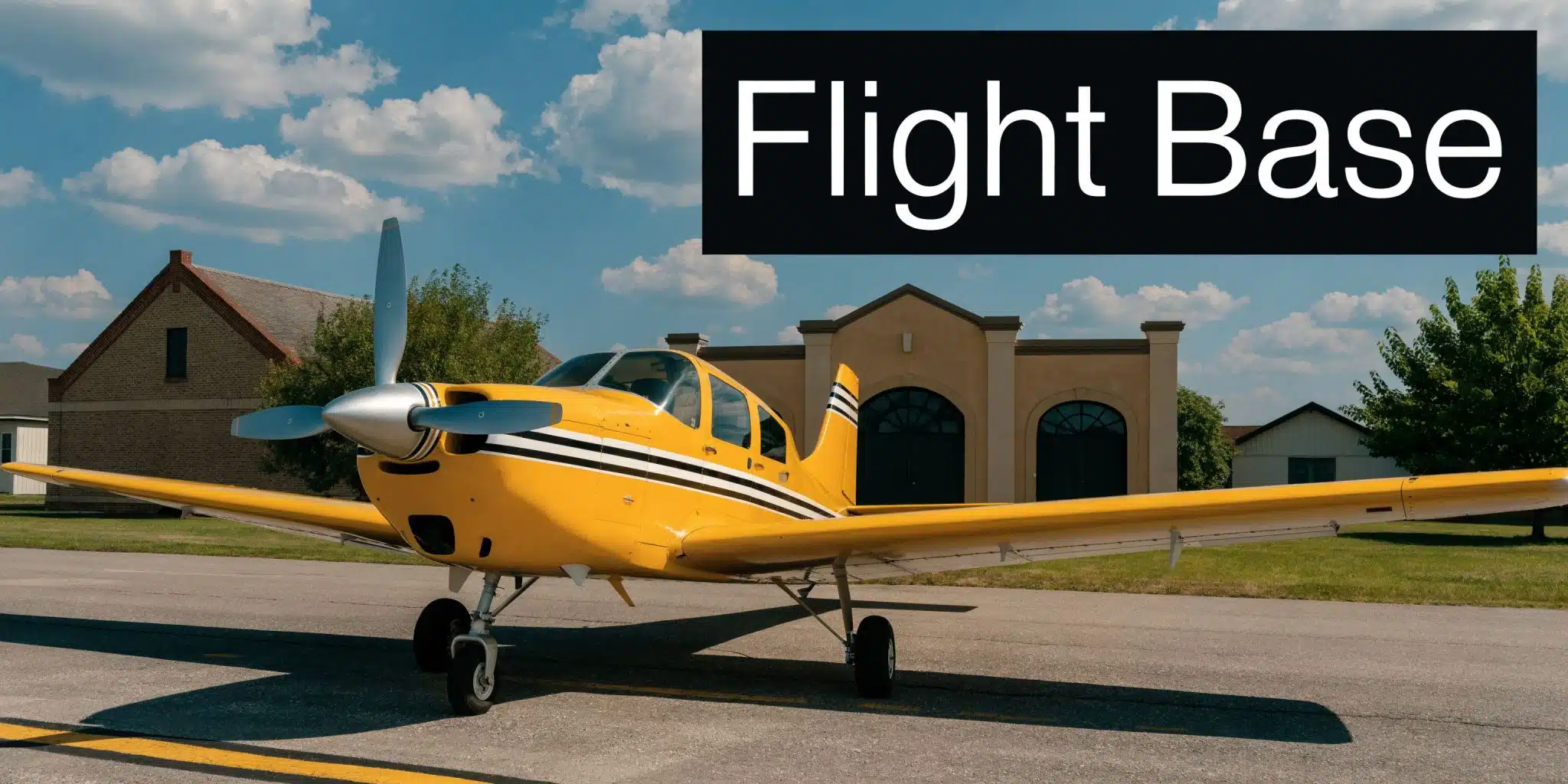 Foothill Flying Club: Membership & Fleet Guide 2 A vibrant yellow vintage airplane parked on an airport tarmac in front of a building.