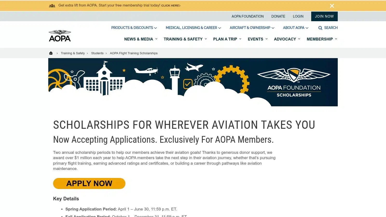 12 Grants for Flying Lessons to Launch Your Career in 2026 2 AOPA Foundation Flight Training Scholarships