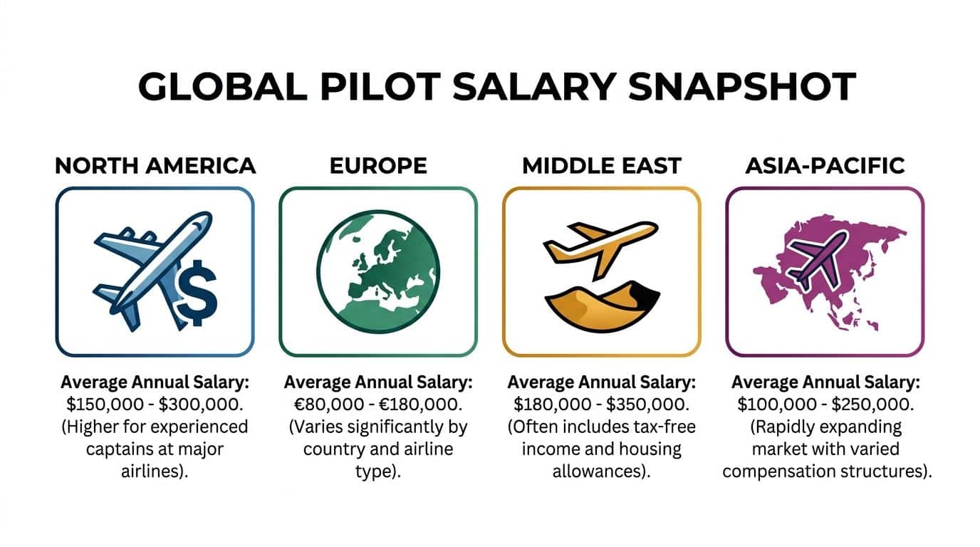 How Much Do International Airline Pilots Make? 3 Infographic