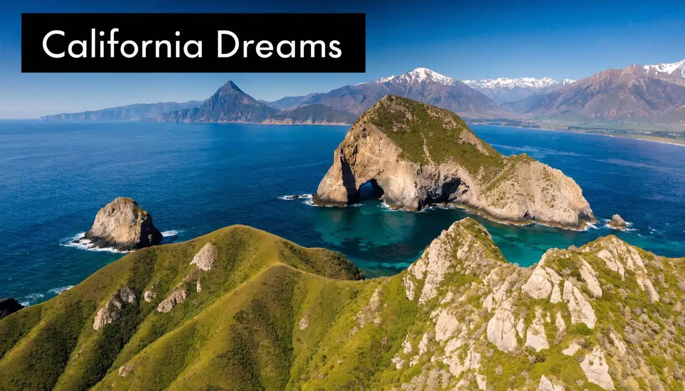 Start Pilot Training California in 2026 2 A scenic aerial view of a rugged coastline with dramatic rock formations and blue ocean waters.