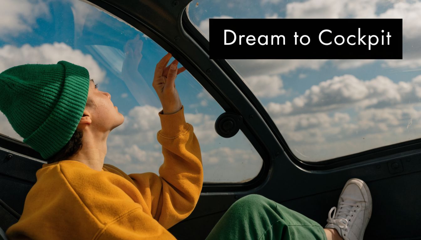 Your First Plane Flying Lesson: A Complete Guide for 2026 2 A young person in a green beanie and yellow sweatshirt dreaming inside a plane cockpit.