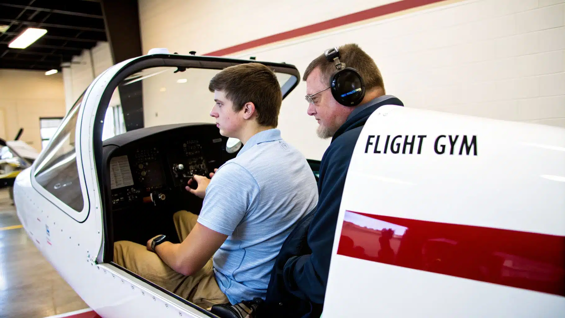Flight training students from San Dimas touring Dubois Aviation in Chino