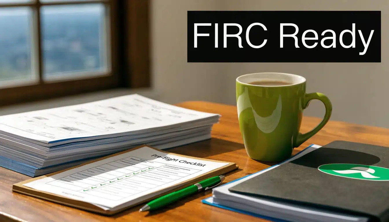 CFI Refresh Course: Your KCNO Renewal Guide 3 A wooden desk featuring a pre-flight checklist, a green coffee mug, and aviation study materials.