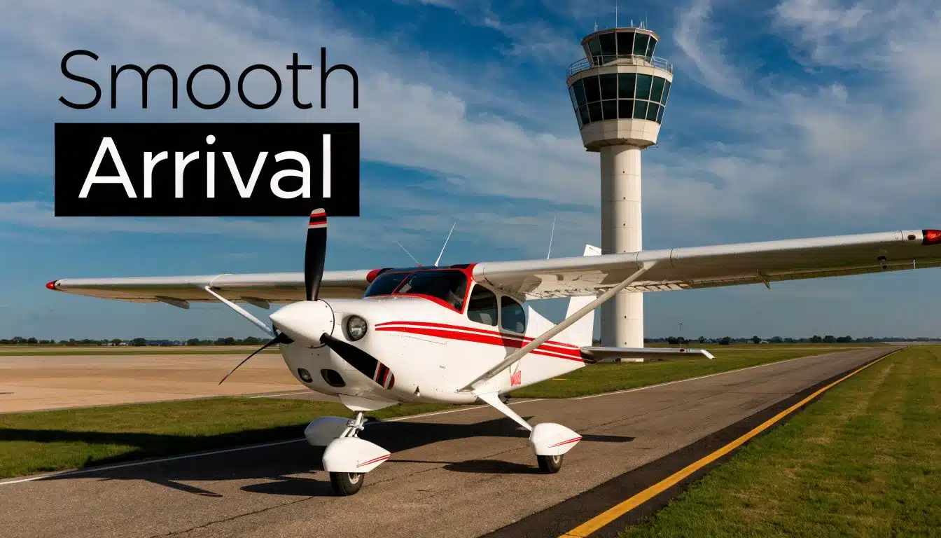 CFI Refresh Course: Your KCNO Renewal Guide 5 A small single engine aircraft taxiing on a runway near an airport control tower under blue skies.