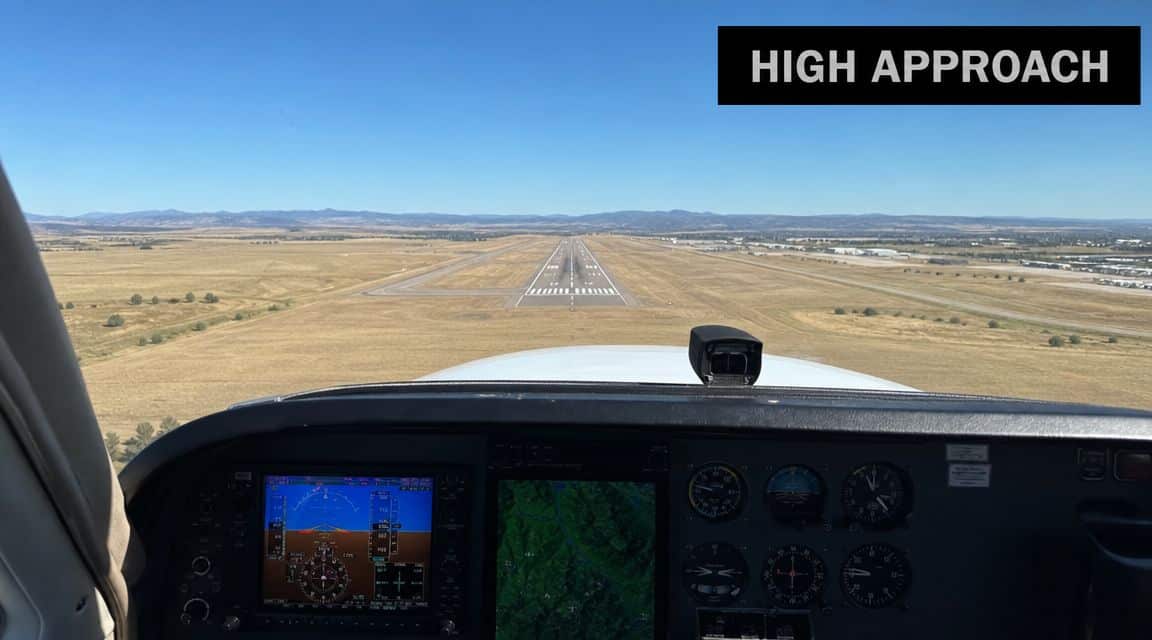 Forward Slip Landing: A Pilot's Guide to Safe Descents 2 A view from the cockpit of a small aircraft during a high approach toward an airport runway.