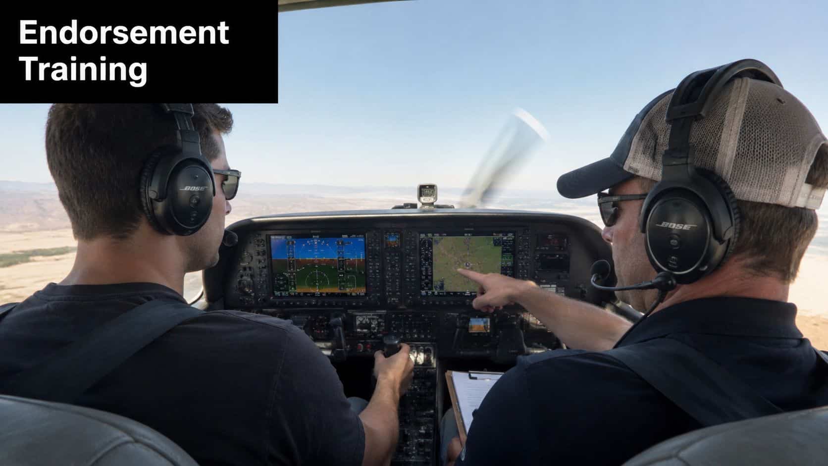 High Performance Aircraft: A Pilot's Essential Guide 3 An flight instructor teaching a student pilot how to operate an aircraft cockpit instrument display system.