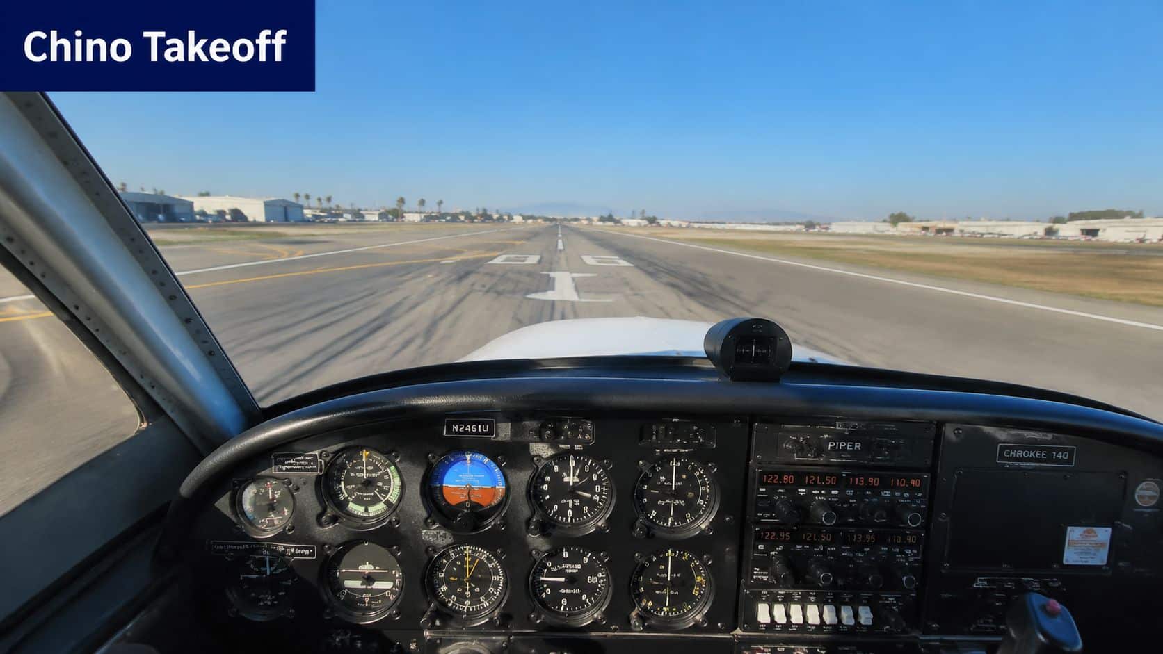 A Pilot's Guide to Aircraft Performance Charts 4 A cockpit view of a Piper Cherokee 140 airplane lining up on the runway for takeoff.