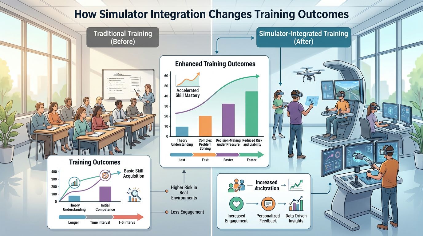 Air Training Support: What It Includes and Why It Matters 3 An infographic comparing traditional classroom training to modern simulator-integrated training, showing improved learning outcomes and engagement levels.