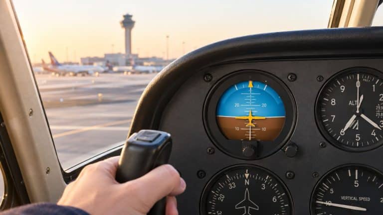 aircraft attitude indicators cockpit view